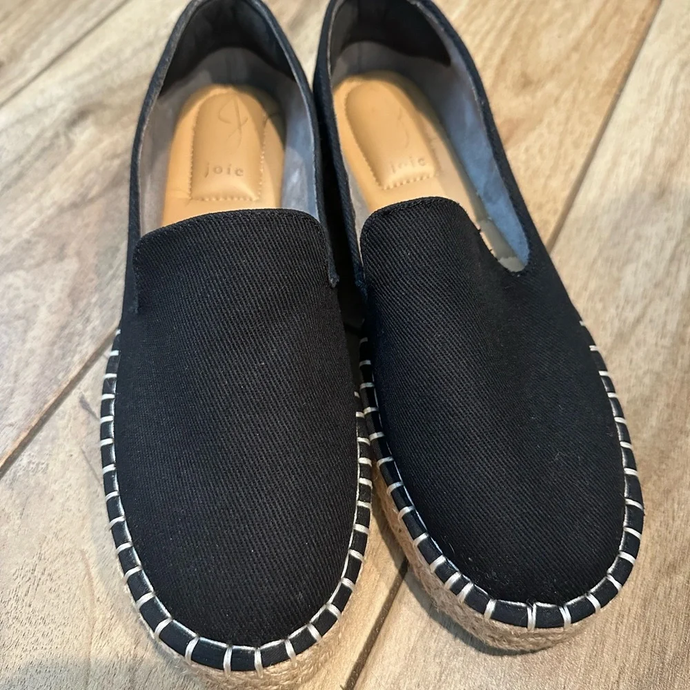 Joie Black Canvas Espadrille Slip-On Flats